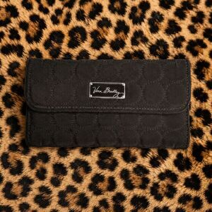 Vintage Vera Bradley Wallet Checkbook Quilted Microfiber Brown Metal Nameplate